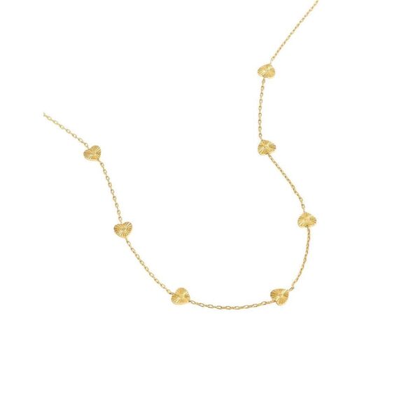 Madewell Etched Heart Station Necklace Gold Plated - 15.5” - Picture 3 of 4